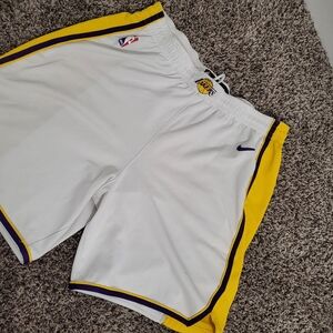 Los Angeles Lakers Adidas Shorts Authentic White NBA Kobe Shaq Sewn Men